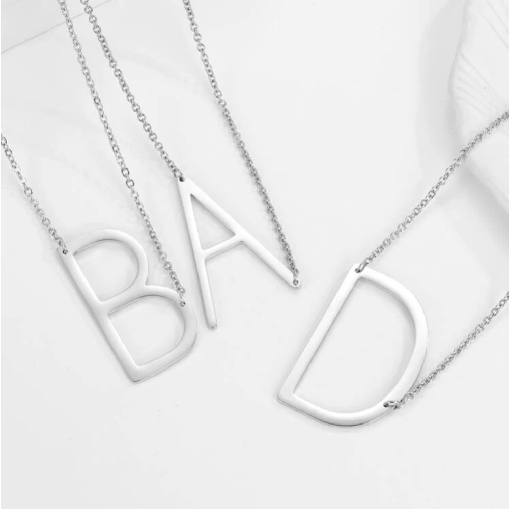 Stainless Steel Silver Lettered Necklace